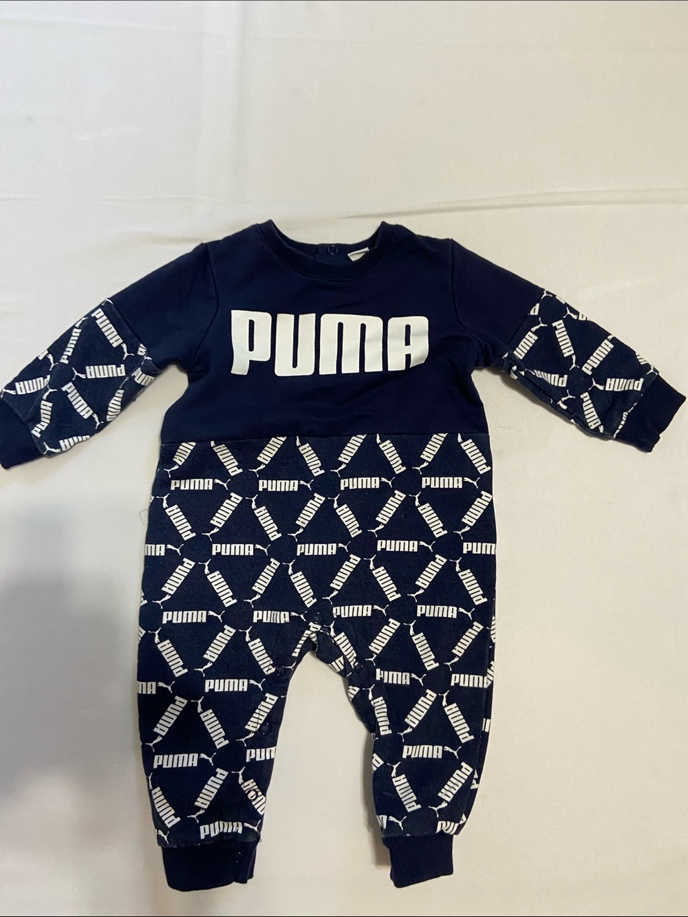 Puma Infant One Piece Branded Long Sleeve Sweatsuit Size 6-9 Months